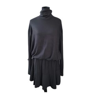 Black Sweater Turtleneck Mini Dress